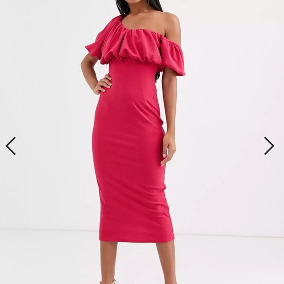 ASOS Dresses & Skirts - ASOS DESIGN one shoulder bubble bodycon midi dress